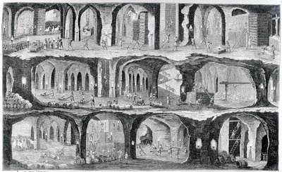 Werken in de Wieliczka Zoutmijn door Adam Piliski